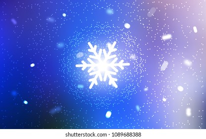 Light Pink, Blue vector template with ice snowflakes. Decorative shining illustration with snow on abstract template. The pattern can be used for new year leaflets.