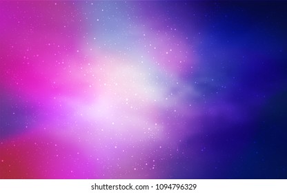 Light Pink, Blue vector template with space stars. Shining illustration with sky stars on abstract template. Template for cosmic backgrounds.