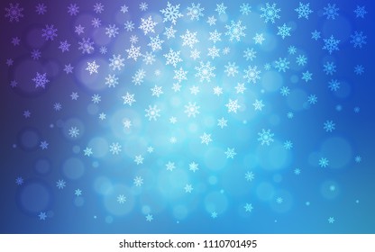 Light Pink, Blue vector template with ice snowflakes. Decorative shining illustration with snow on abstract template. New year design for your ad, poster, banner.