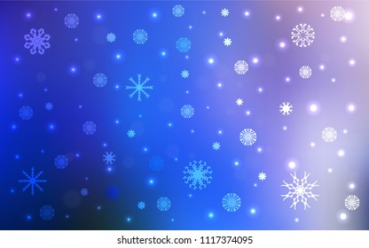 Light Pink, Blue vector template with ice snowflakes. Modern geometrical abstract illustration with crystals of ice. The pattern can be used for year new  websites.