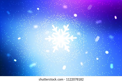 Light Pink, Blue vector template with ice snowflakes. Modern geometrical abstract illustration with crystals of ice. New year design for your business advert.