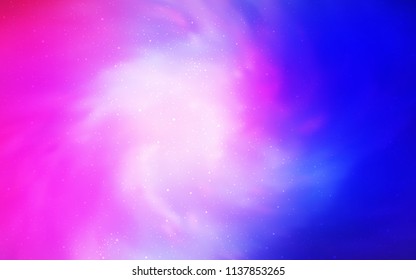 Light Pink, Blue vector template with space stars. Shining illustration with sky stars on abstract template. Pattern for astronomy websites.