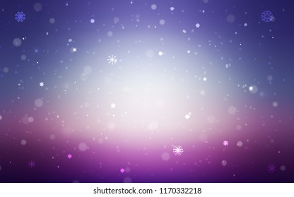 Light Pink, Blue vector template with ice snowflakes. Shining colored illustration with snow in christmas style. New year design for your ad, poster, banner.