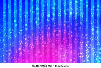 Light Pink, Blue vector template with soccer symbols. Shining illustration with soccer balls on a colorful backdrop. Smart design for ads of soccer matches.
