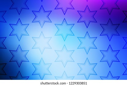 Light Pink, Blue vector template with sky stars. Shining colored illustration with stars. Smart design for your business advert.