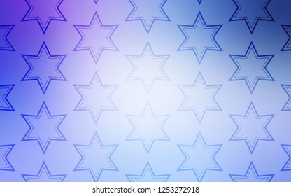 Light Pink, Blue vector template with sky stars. Stars on blurred abstract background with gradient. Pattern for wrapping gifts.