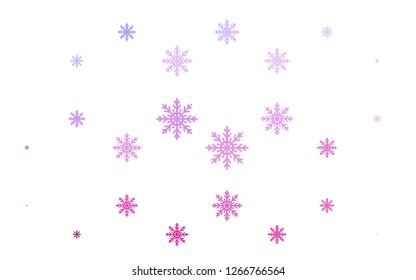 Light Pink, Blue vector template with ice snowflakes. Shining colored illustration with snow in christmas style. New year design for your business advert.