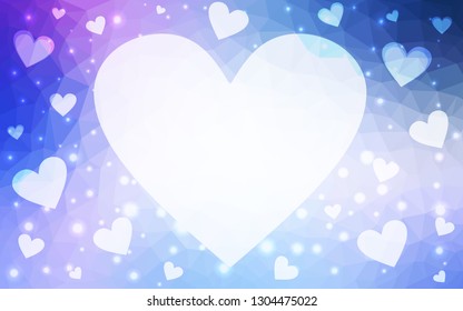 Light Pink, Blue vector  template with doodle hearts. Beautiful colored illustration with hearts in celebration style. Design for ad, poster, banner of Valentine Day.
