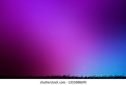Light Pink, Blue vector template with space stars. Space stars on blurred abstract background with gradient. Pattern for futuristic ad, booklets.