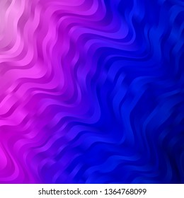 Light Pink, Blue vector template with curved lines. Colorful geometric sample with gradient curves.  Pattern for ads, commercials.