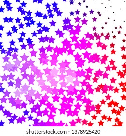 Light Pink, Blue vector template with neon stars. Decorative illustration with stars on abstract template. Pattern for websites, landing pages.