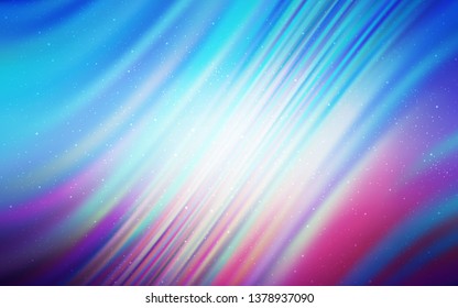 Light Pink, Blue vector template with space stars. Space stars on blurred abstract background with gradient. Smart design for your business advert.