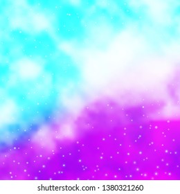 Light Pink, Blue vector template with neon stars. Decorative illustration with stars on abstract template. Pattern for new year ad, booklets.