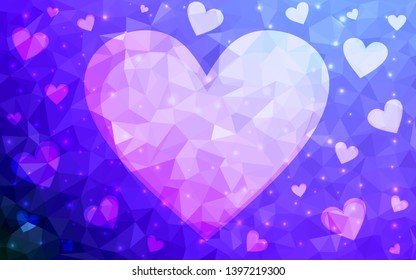 Light Pink, Blue vector  template with doodle hearts. Blurred decorative design in doodle style with hearts. Design for your business advert of anniversary.