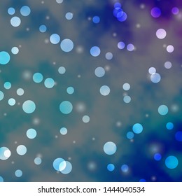 Light Pink, Blue vector template with circles, stars. Colorful illustration with gradient dots, stars. Pattern for business ads.
