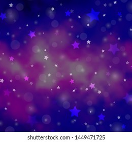 Light Pink, Blue vector template with circles, stars. Abstract illustration with colorful spots, stars. Texture for window blinds, curtains.