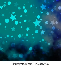 Light Pink, Blue vector template with circles, stars. Abstract illustration with colorful spots, stars. Pattern for design of fabric, wallpapers.