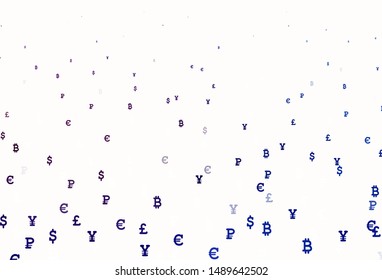 Light Pink, Blue vector template with currency. Abstract illustration with colored financial digital symbols. Pattern for trader ads, booklets, leaflets.
