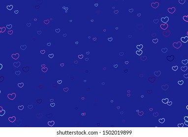 Light Pink, Blue vector template with doodle hearts. Beautiful colored illustration with hearts in celebration style. Template for Valentine's greeting postcards.