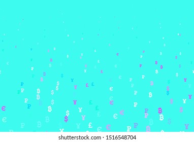 Light Pink, Blue vector template with currency. Shining illustration with signs of currency on abstract template. Pattern for financial, investment websites.