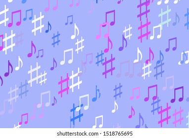 Light Pink, Blue vector template with musical symbols. Decorative design in abstract style with music shapes. Pattern for websites of musitians.