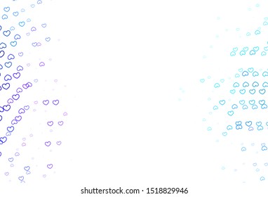 Light Pink, Blue vector template with doodle hearts. Decorative shining illustration with hearts on abstract template. Pattern for valentine's ad, booklets.