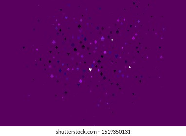 Light Pink, Blue vector template with poker symbols. Colorful gradient with signs of hearts, spades, clubs, diamonds. Pattern for leaflets of poker games, events.