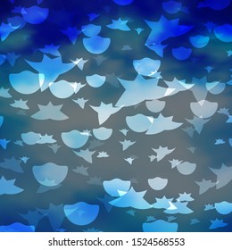 Light Pink, Blue vector template with circles, stars. Abstract illustration with colorful spots, stars. Design for wallpaper, fabric makers.