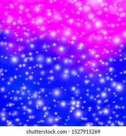 Light Pink, Blue vector template with neon stars. Decorative illustration with stars on abstract template. Pattern for wrapping gifts.
