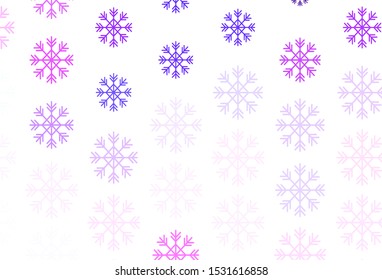 Light Pink, Blue vector template with ice snowflakes. Colorful decorative design in xmas style with snow. Pattern for new year leaflets.