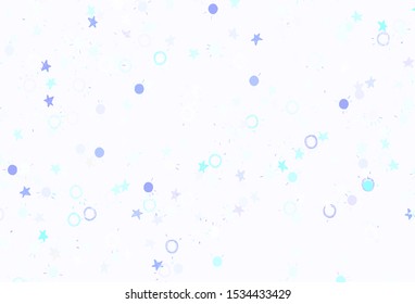 Light Pink, Blue vector template with doodle stars, suns. Stars, suns on blurred abstract background with gradient. Smart design for your business advert.