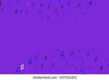 Light Pink, Blue vector template with musical symbols. Abstract illustration with colorful symbols of melody. Template for fasion magazines.