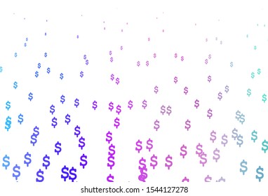 Light Pink, Blue vector template with Dollar. Shining colored illustration with USD signs. Template for ads of markets, loans.