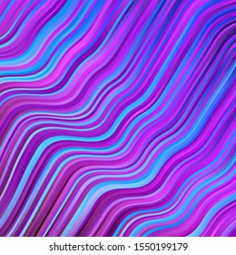 Light Pink, Blue vector template with curved lines. Colorful geometric sample with gradient curves.  Pattern for ads, commercials.