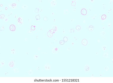 Light Pink, Blue vector template with organic meal. Abstract background with colorful Fast Food illustrations. Pattern for ad, booklets, leaflets of restaurants.