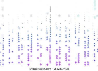 Light Pink, Blue vector template with ice snowflakes. Snow on blurred abstract background with gradient. New year design for your business advert.