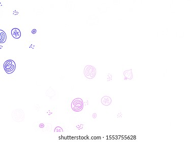 Light Pink, Blue vector template with organic meal. Colorful decorative design of snacks in doodle style. Doodle design for your business advert of cafes.