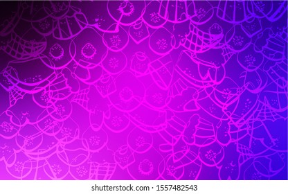Light Pink, Blue vector template with sweet snacks. Confections on blurred abstract background with colorful gradient. Pattern for ads of breakfast, lunch, dinner.