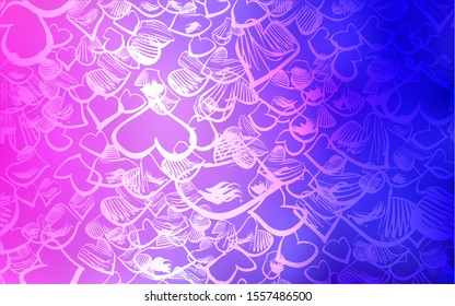 Light Pink, Blue vector template with doodle hearts. Glitter abstract illustration with colorful hearts in romantic style. Design for ad, poster, banner of Valentine Day.
