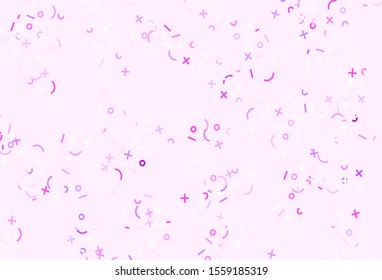 Light Pink, Blue vector template with math simbols. Modern geometrical illustration with numerals. Pattern for school, grammar websites.