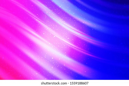 Light Pink, Blue vector template with space stars. Shining illustration with sky stars on abstract template. Best design for your ad, poster, banner.