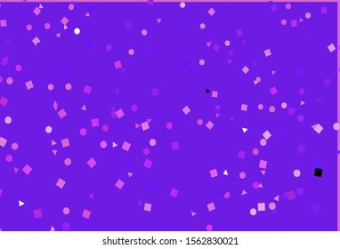 Light Pink, Blue vector template with crystals, circles, squares. Abstract illustration with colorful dots, lines, cubes. Modern template for your landing page.