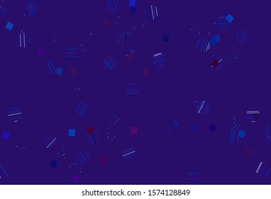 Light Pink, Blue vector template with crystals, circles, squares. Illustration with set of colorful circles, triangles, squares. Best design for poster, banner.