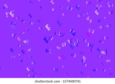 Light Pink, Blue vector template with 30, 50, 90% selling. Abstract illustration with colorful gradient symbols of sales. Template for season sales, shopping ads.