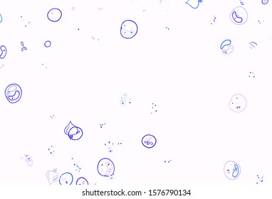 Light Pink, Blue vector template with organic meal. Colorful decorative design of snacks in doodle style. Doodle design for your business advert of cafes.