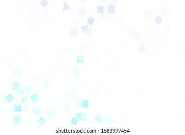 Light Pink, Blue vector template with crystals, circles, squares. Glitter abstract illustration with spheres, squares, lines. Pattern for booklets, leaflets