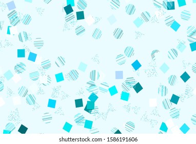 Light Pink, Blue vector template with crystals, circles, squares. Illustration with colorful circles, triangles, rectangles. Modern template for landing page.