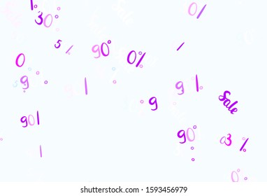 Light Pink, Blue vector template with 30, 50, 90% selling. Illustration with signs of sales on abstract template. Backdrop for mega promotions, discounts.