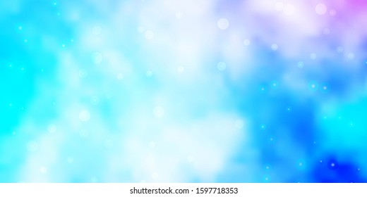 Light Pink, Blue vector template with neon stars. Shining colorful illustration with small and big stars. Best design for your ad, poster, banner.