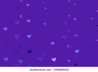 Light Pink, Blue vector template with doodle hearts. Decorative shining illustration with hearts on abstract template. Pattern for marriage gifts, congratulations.